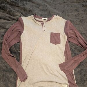 MTL Two-Tone Henley Shirt - Grey and Purple